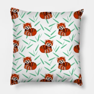 Red pandas and bamboo leaves Pillow