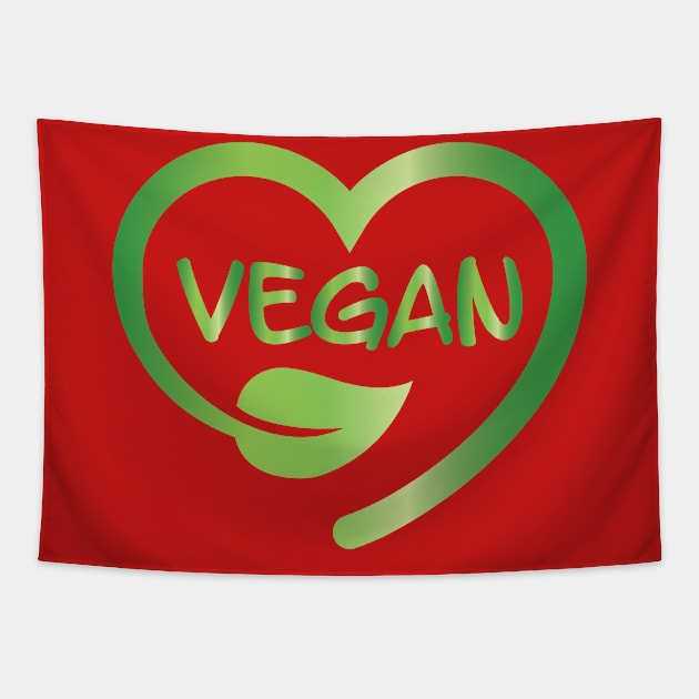 Vegan Heart Tapestry by JevLavigne