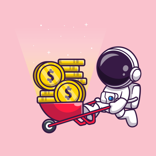 Cute Astronaut Mining Gold Coin Cartoon by Catalyst Labs