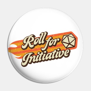 Roll for Initiative Fantasy 80s Retro Flame Dice Pin