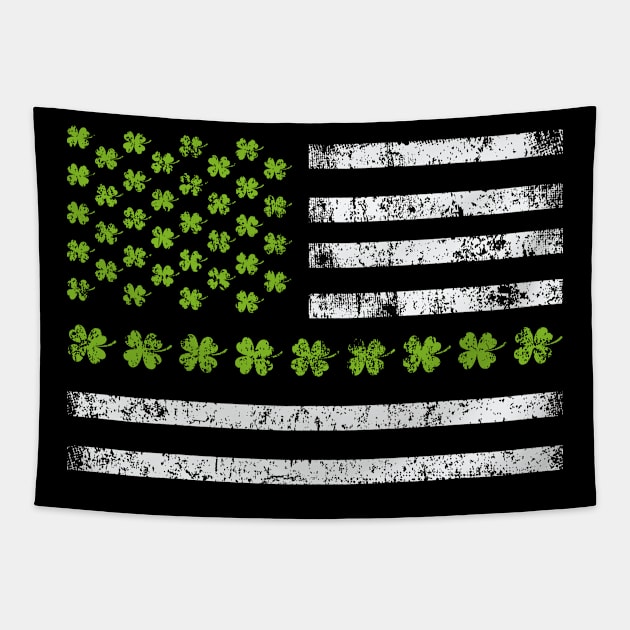 St Patricks Day Shamrock American Flag Tapestry by freakys