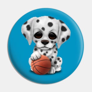 Dalmatian Puppy Dog Playing With Basketball Pin