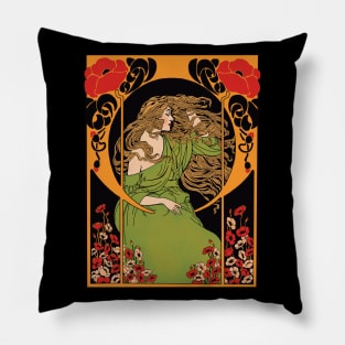 Art Deco Lady 2 (on black) Pillow