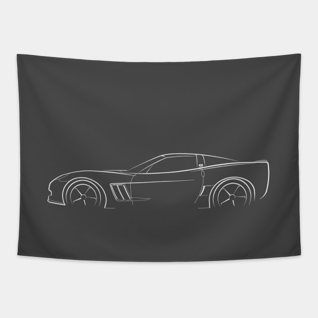 Centennial Edition C6 Chevrolet Corvette - profile stencil, white Tapestry by mal_photography