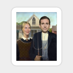 Michael and Holly from the The Office in American Gothic Magnet