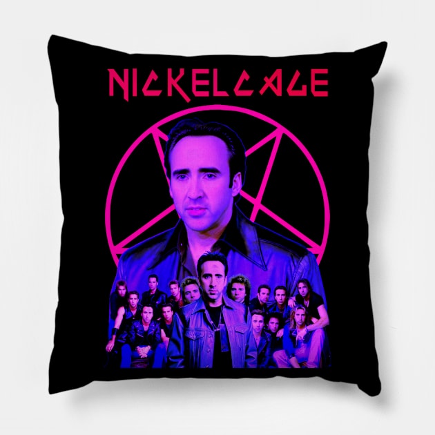 NICKELCAGE Band (Parody) Neon Pillow by blueversion