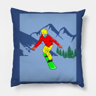 Skier Snow Mountains Extreme Sport Pillow