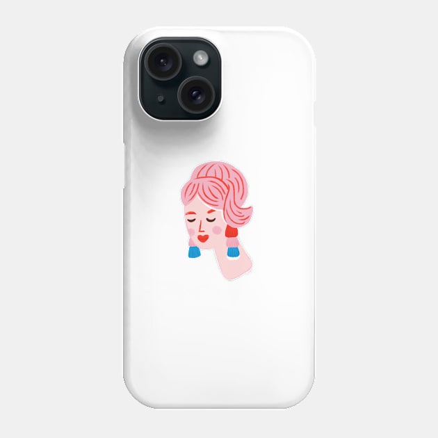 Pink Hair Lady Retro Phone Case by ellolovey