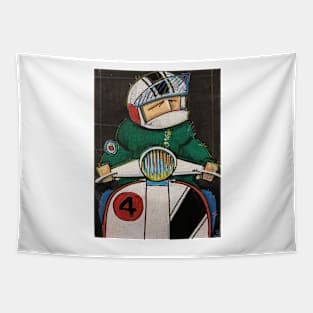 Retro Scooter, Classic Scooter, Scooterist, Scootering, Scooter Rider, Mod Art Tapestry