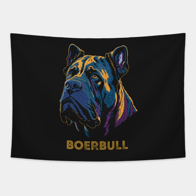 Boerbull Dog Portrait South Africa | Mastiff Breed | Family Guard Dog Tapestry by BraaiNinja