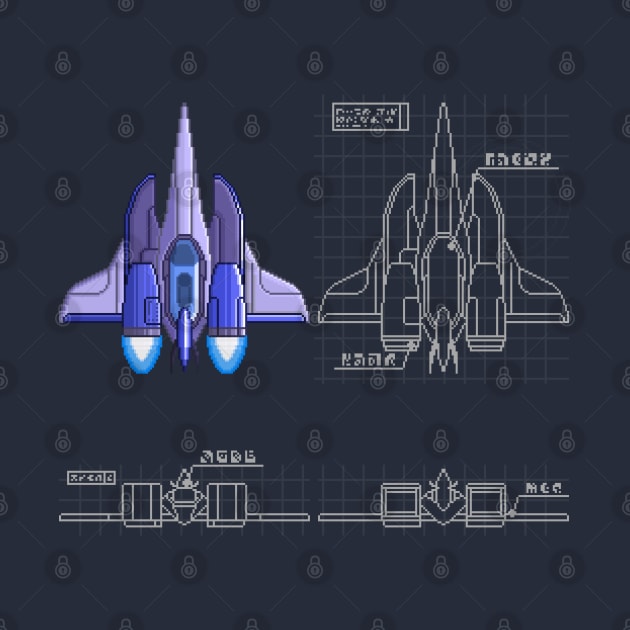 Pixel Art Spaceship Blueprint by PixelCarvel