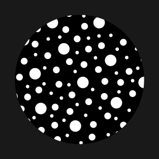 White on Black Polka Dot Pattern T-Shirt