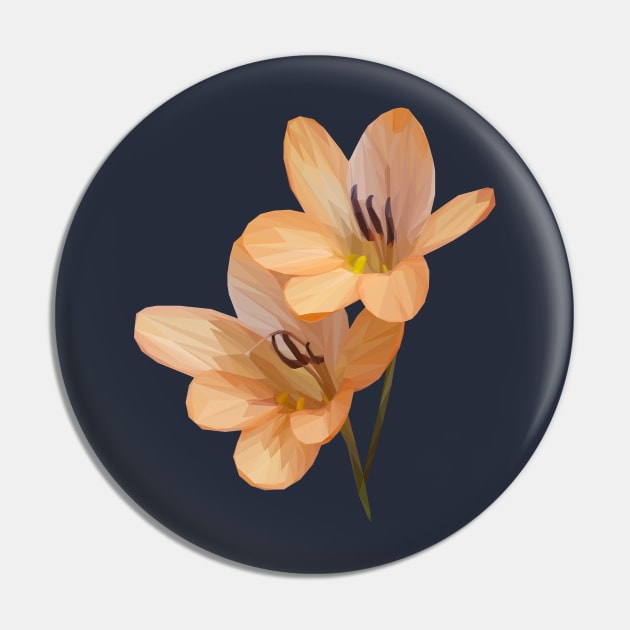 Orange Flower Geometric Pin by ErinFCampbell