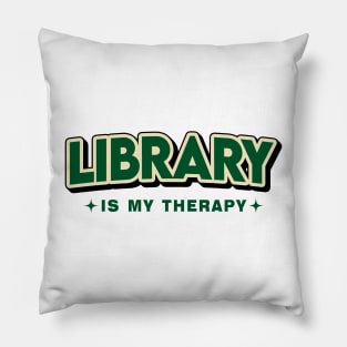 Library Is My Therapy Retro Style Pillow