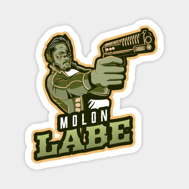 Man's Pointing A Gun | Molon Labe Magnet by Mega Tee Store