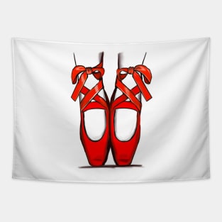 Ballet shoes - red ballet pointe shoes with ribbon laces Tapestry