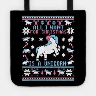 Funny Unicorn Lover Ugly Christmas Sweater Tote
