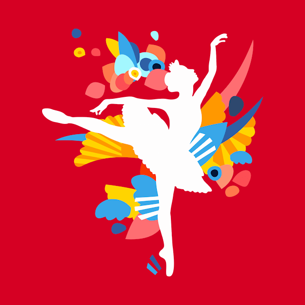Colorful White Dancing Ballerina Silhouette by XOOXOO