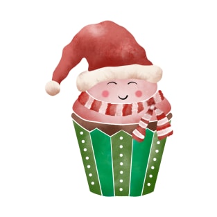 Cupcake Santa Watercolor T-Shirt