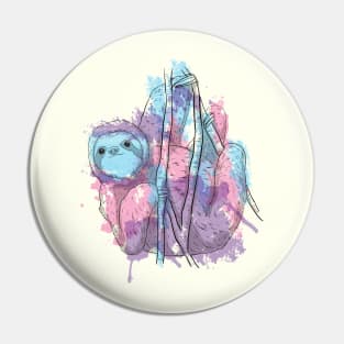 Sloth- Splashed in colors purple, pink and blue Pin