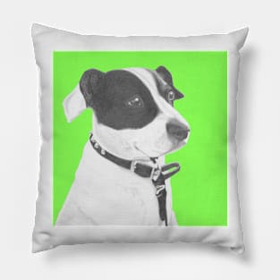 Jack Russell Crossbreed in Green Headshot Pillow