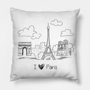 I Love Paris Doodle Pillow