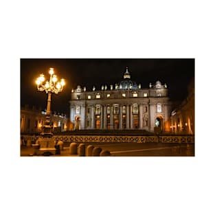 The Vatican at Night: A Glowing Mosaic of History and Beauty T-Shirt