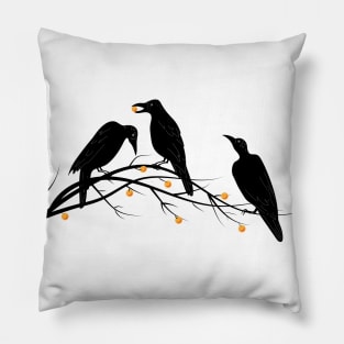 Black ravens minimalist pattern Pillow