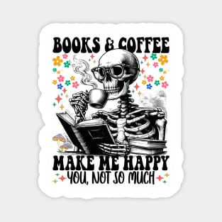 Funny Book and Coffee Skeleton Magnet