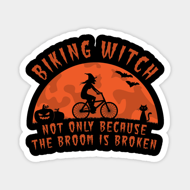Biking Witch Halloween Biking Couple Magnet by crackdesign