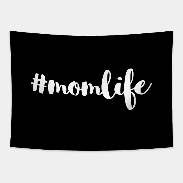 #MomLife White Typography Tapestry by DailyQuote
