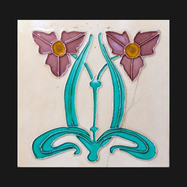 Vintage Art Nouveau Floral Tile by ernstc