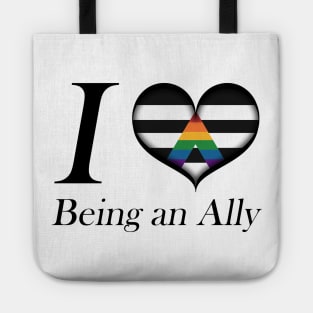 I Heart Being an Ally Design Pride Flag Colored Heart Tote