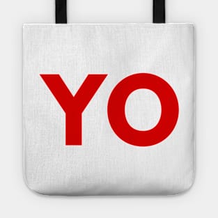 Red YO design from pizza truck Tote