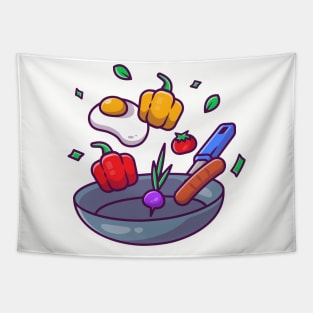 Cooking On Frying Pan Tapestry