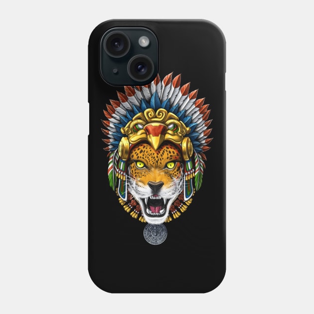 Aztec Warrior Jaguar Phone Case by underheaven