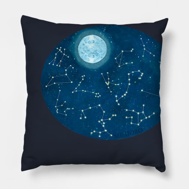 Moon Magic Zodiac Signs Constellations Pillow by Medoro design