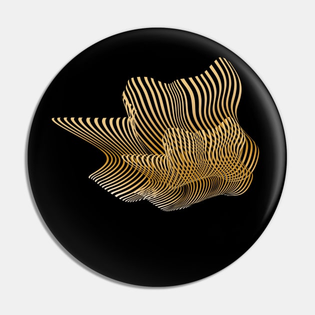 Happy Crown Black and Gold Abstract Art Pin by Space Sense Design Studio