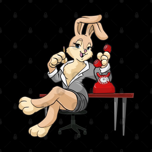 Beautiful bunny as a secretary with a phone & pencil by Markus Schnabel