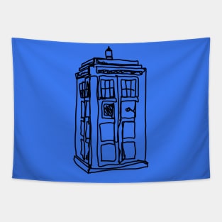 Bad Line Art Tardis Tapestry