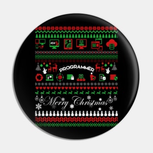 Programmer Ugly Christmas Sweater Gift For Coder Pin