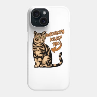 illustrated drawing of Montes Negro cat with phrase Phone Case