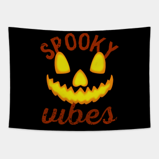 Spooky Vibes Pumpkin Face Halloween Tapestry