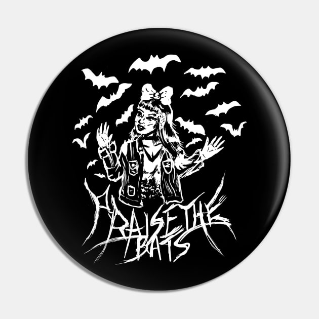 Praise The Bats Goth Punk Girl Pin by LunaElizabeth