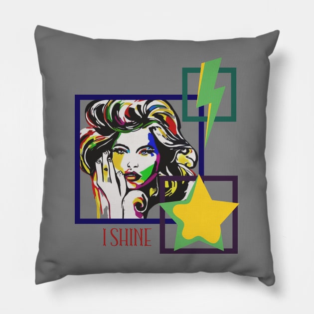 I shine girl abstract Pillow by Greenmillion