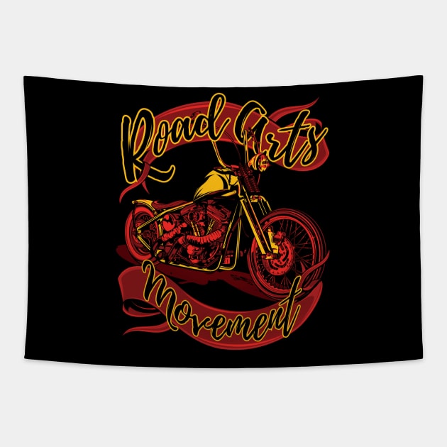 Road arts movement, old school bike, custome bike, Arts on the road Tapestry by Lekrock Shop