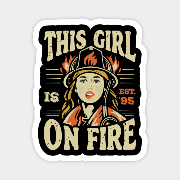 Fierce Firefighter Beauty Girl 95 Magnet by ArtMichalS