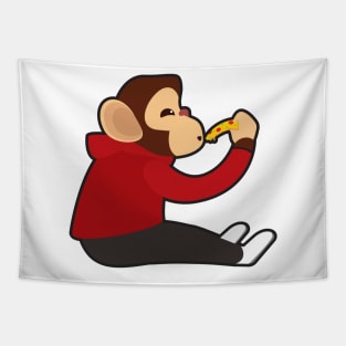 Monkey with Piece of Pizza Tapestry