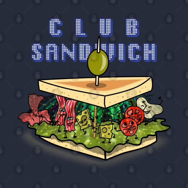 Funny Kawaii Cute Food Club Party Club House Sandwich Cartoon by BoggsNicolas