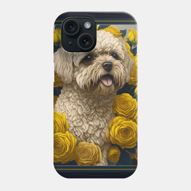 Maltipoo yellow roses 2 Phone Case by xlhombat